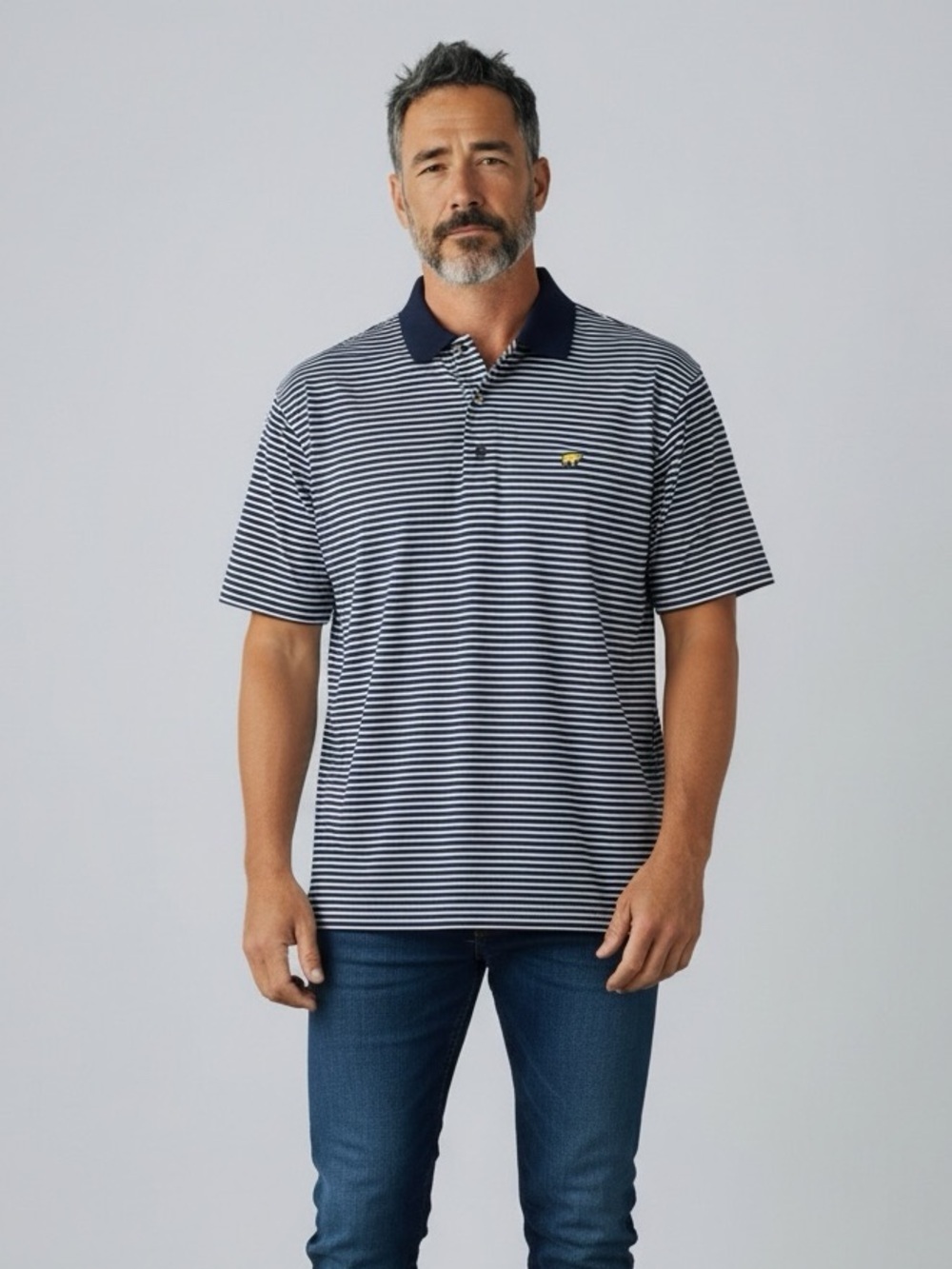 Jack Nicklaus StayDri Navy Striped Polo Golf Shirt. Size L